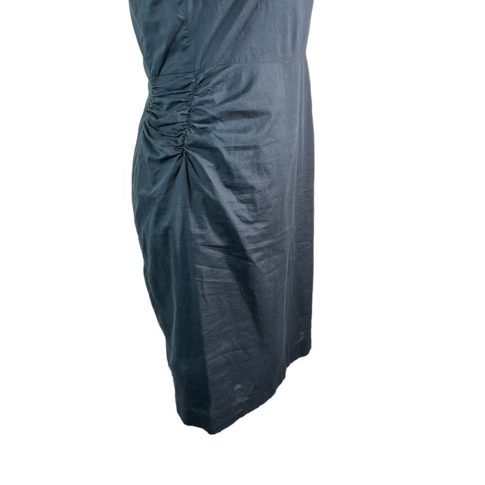 Dries Van Noten Navy Blue Ruffle Shoulder Cotten Sheath - Picture 13 of 14